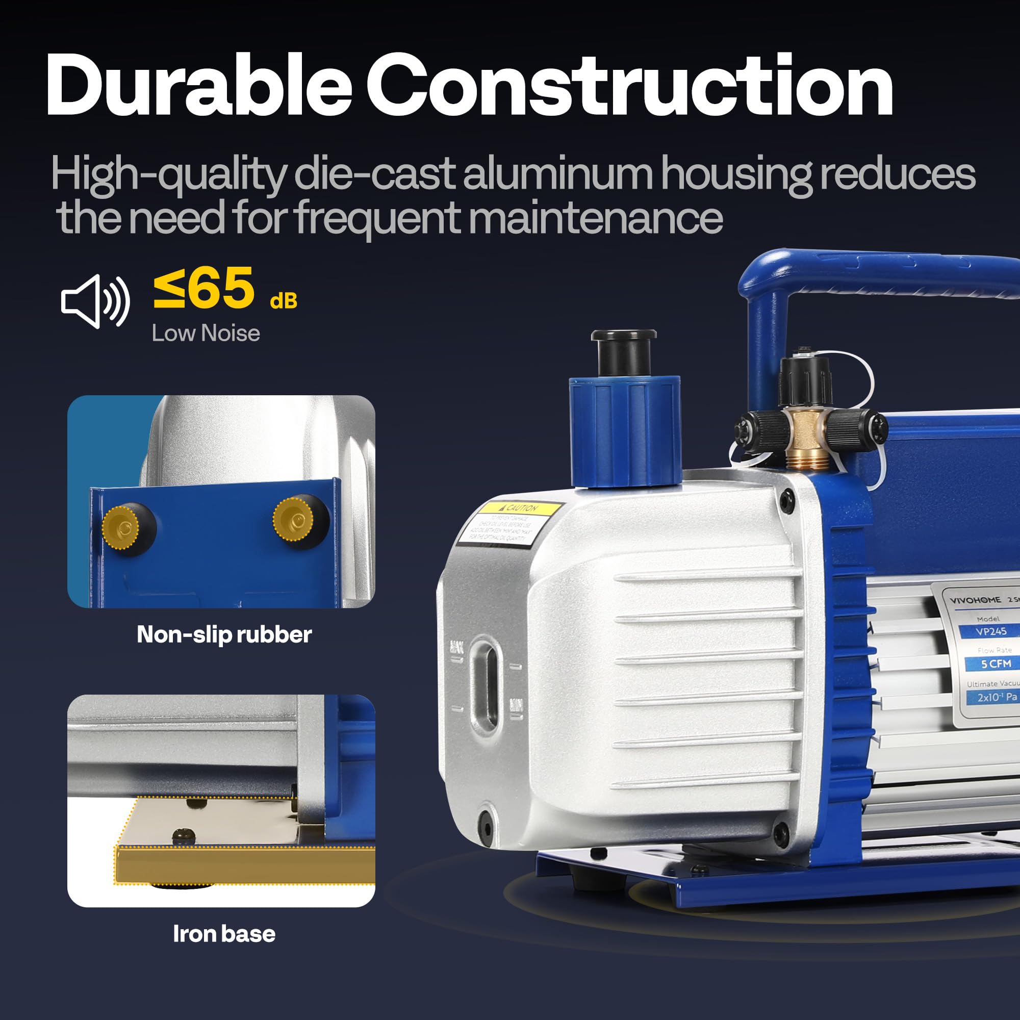 Amazon.com: VIVOHOME 1/2 HP 5 CFM 2 Stage A2L HVAC Vacuum Pump